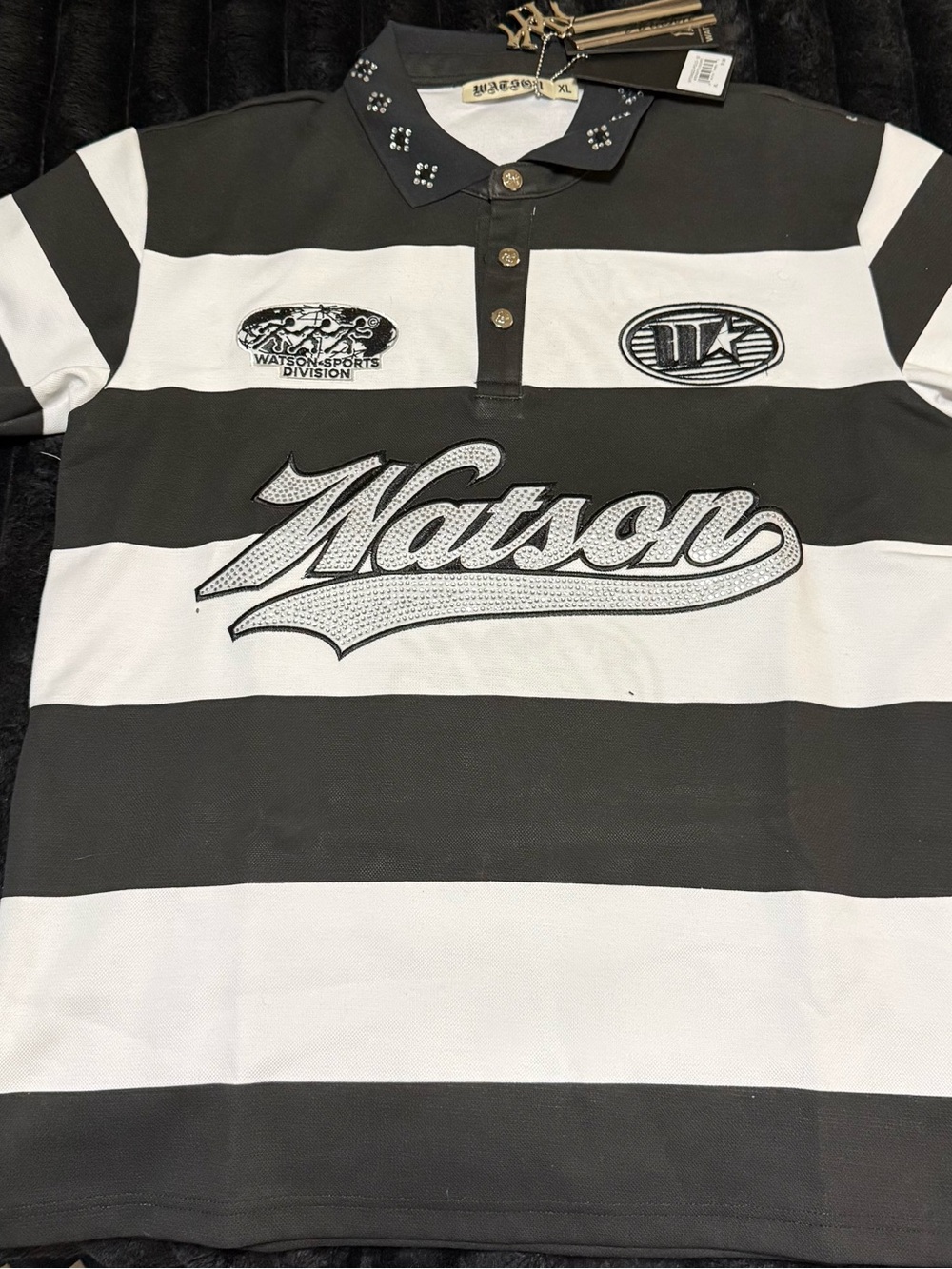 Watson Black & White Striped Polo Shirt